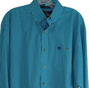 George Strait Collection Wrangler Diamond Long Sleeve Button Down Shirt SZ XL